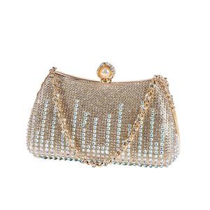 Fashion Rhinestone Evening Handbag With Chain Shiny Tote Clutch Bag -_-